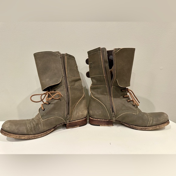 Matisse Olive Green Leather “Lance” Combat Buckle Zip & Lace Up Boots 7 1/2 - Picture 9 of 12